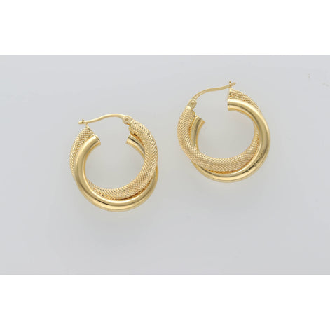 14K Gold Doub Hoop Texture #2 W:3.0