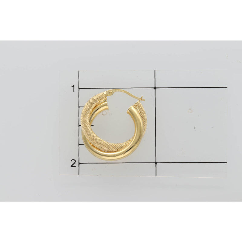 14K Gold Doub Hoop Texture #2 W:3.0