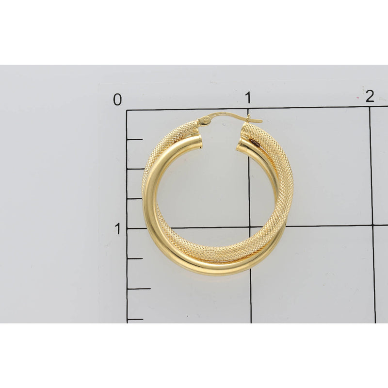 14K Gold Doub Hoop Texture #4 W:4.5