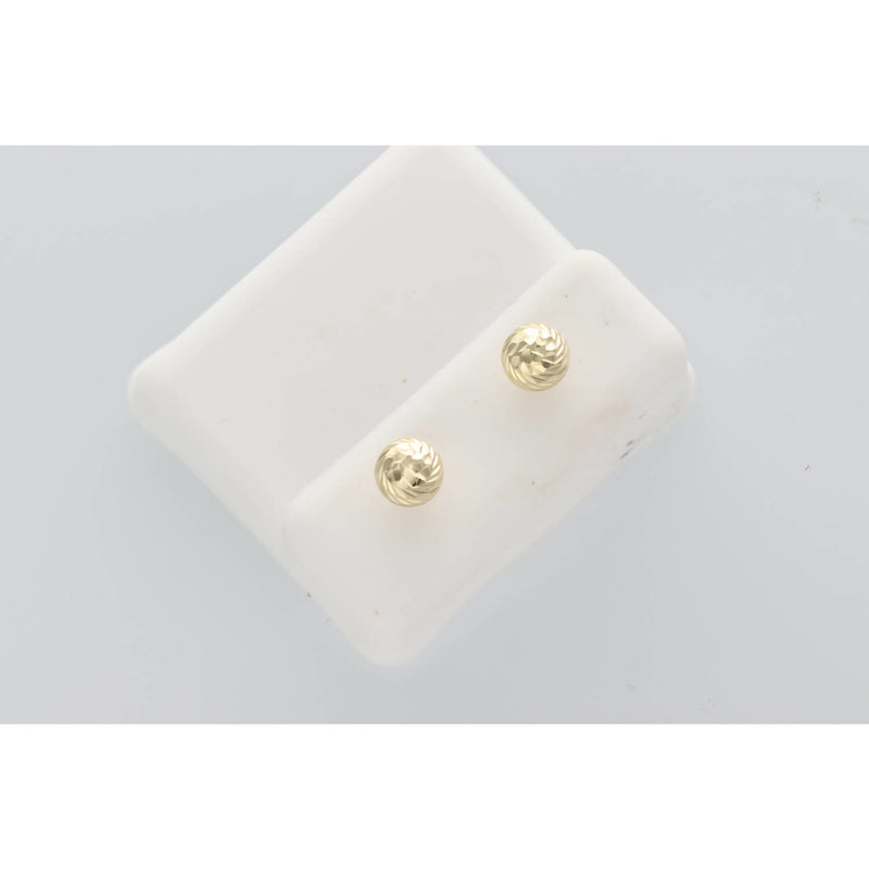 14K Gold Diam Cut Ball Stud Earr W:1.2