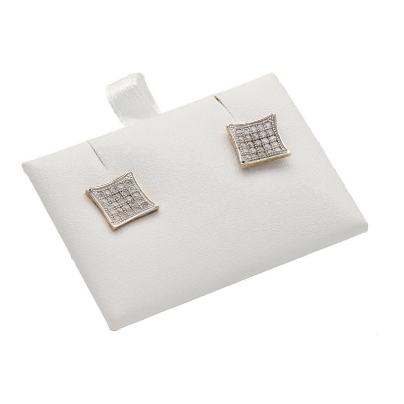 10 Karat Gold and Zirc Square Earrings W: 1.8