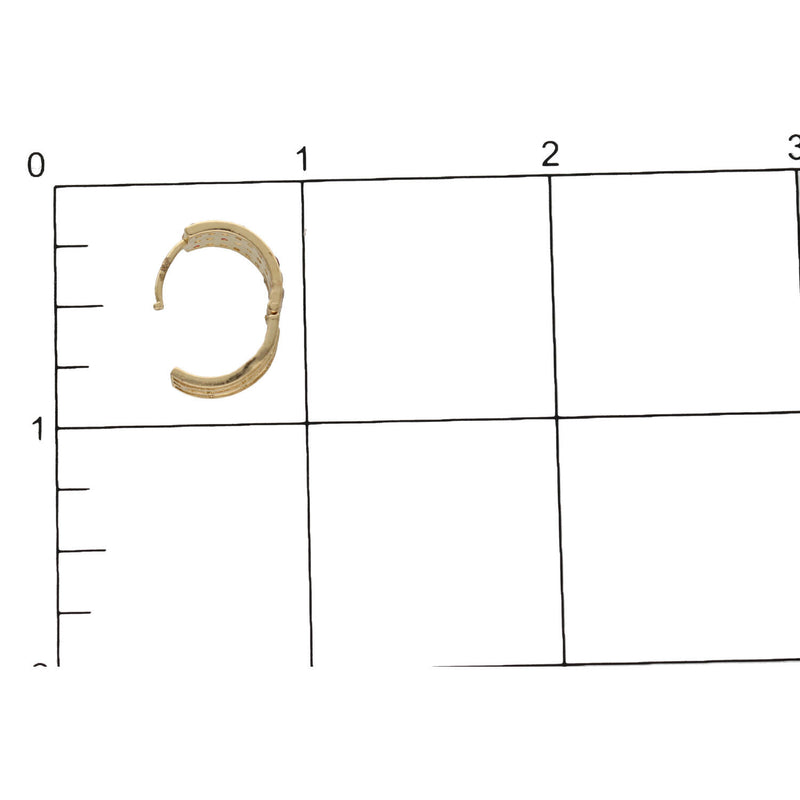 14 Karat Gold & Cz Red White Mini Hoops W: 2.7