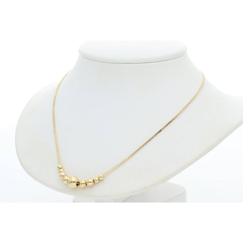 14K Gold Box Balls Necklaces 0.6mm 17" W:3.4