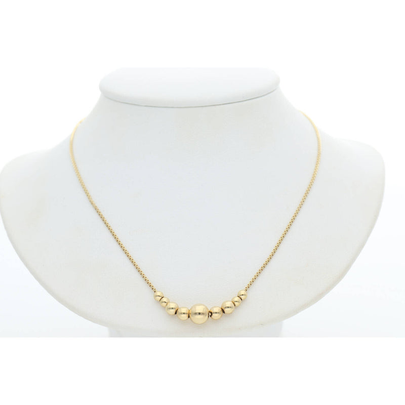 14K Gold Box Balls Necklaces 0.6mm 17" W:3.4