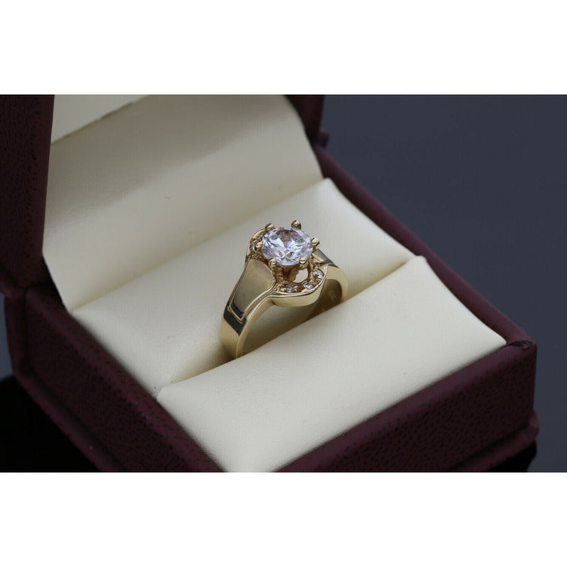 10 Karat Gold Cz Princess Engagement Ring