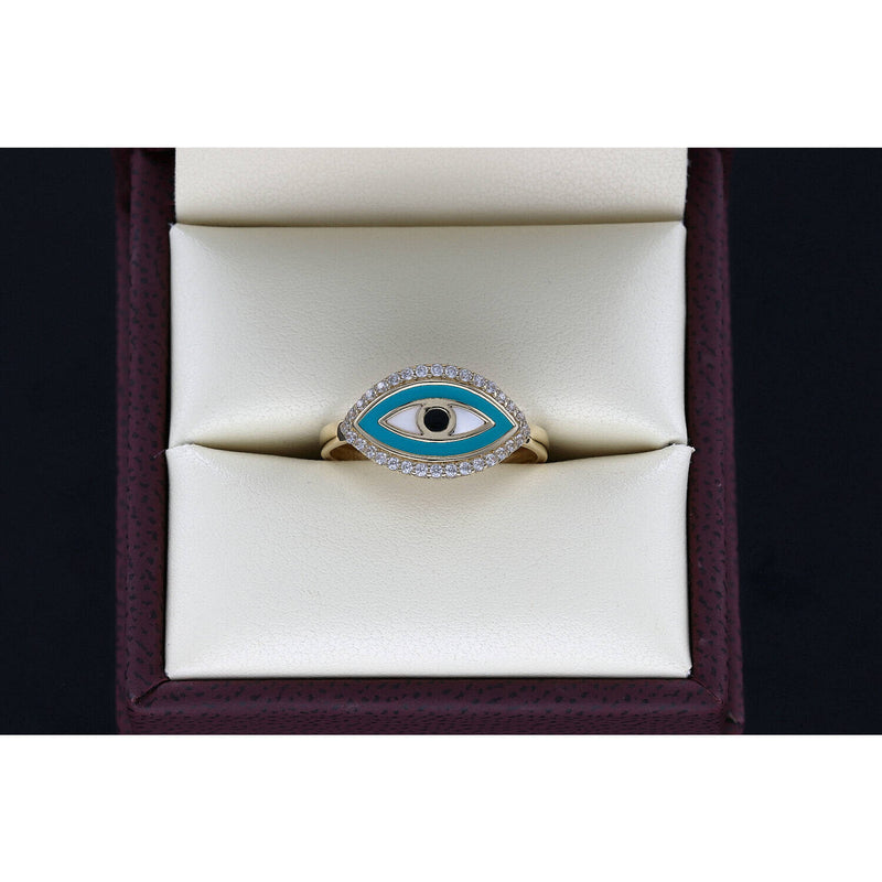 14 Karat Gold Evil Eye Ring