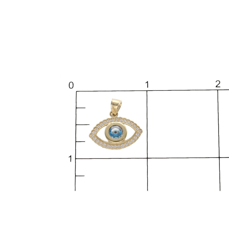 14K Gold & CZ Eye Charm W:2.0