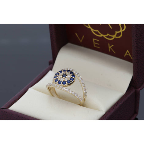 14K Gold & CZ Eye Ring