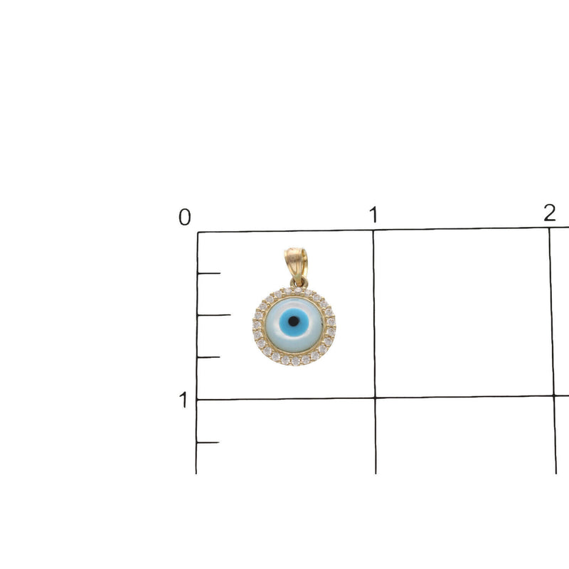 14K Gold & CZ Eye Charm W:1.3
