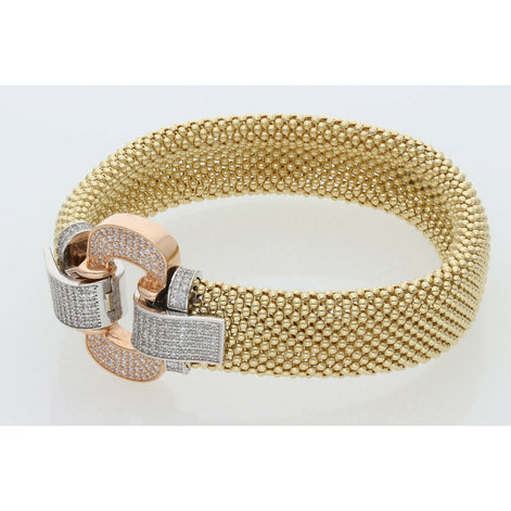 14 Karat Gold Cz Fancy Bracelet 16mm 8