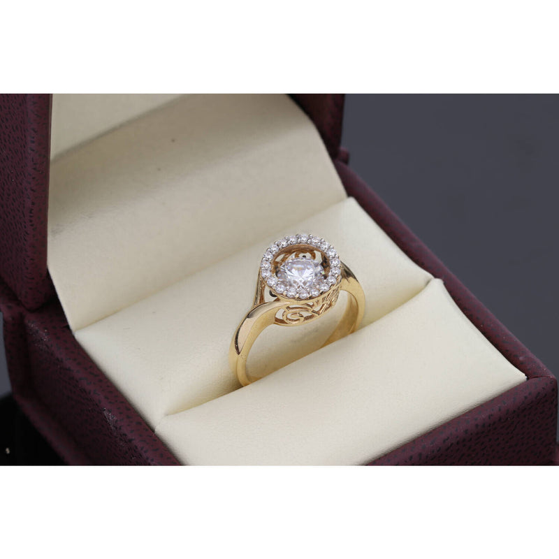 14 Karat Gold Cz Fancy Round Ring