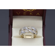 Front view of 1.60 CTW Cuban link diamond ring for men by VEKA Jewelry