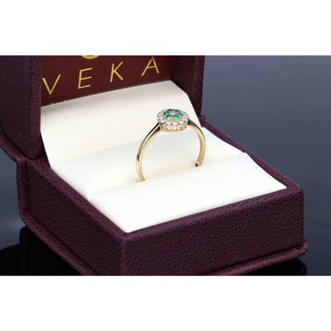 Gold & CZ Green Flower Ring