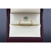 14K Gold & CZ Green Flower Ring