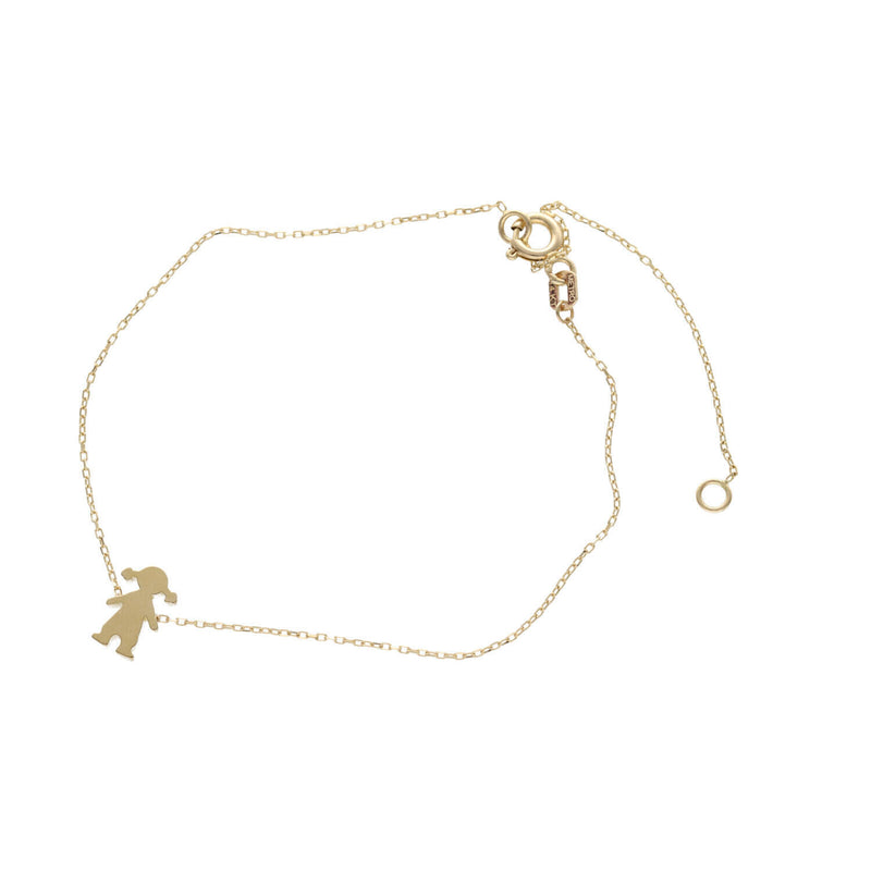 14K Gold  Bracelet + Girl Charm 1 x 6" or 8" W:1.2