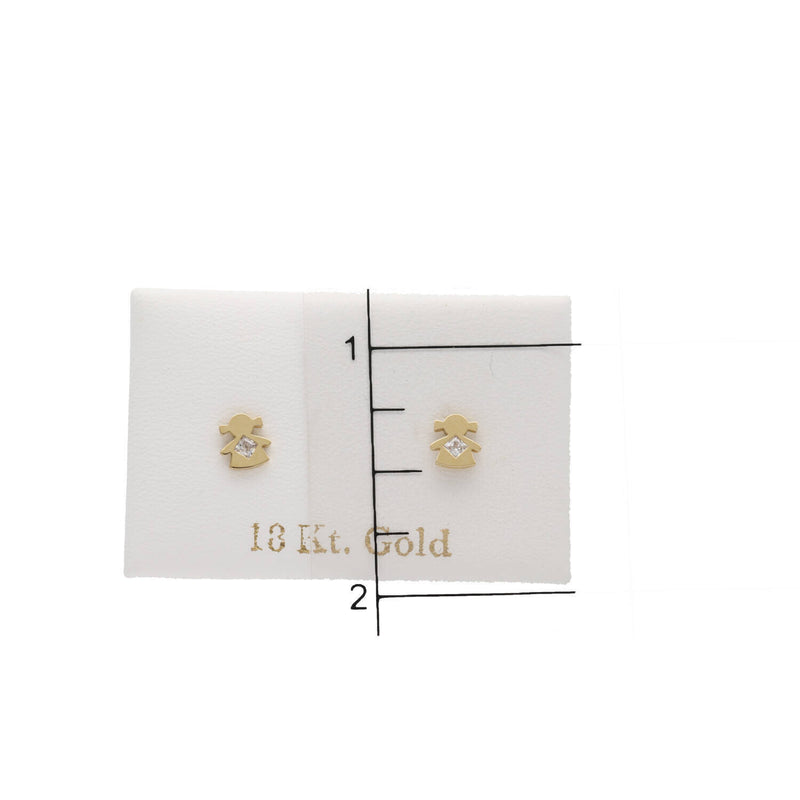 Gold & Cubic Zirconia Girl Earrings  18K  W:0.4g 