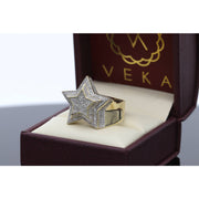 Right profile view of the VEKA Jewelry gold and diamond star statement ring, highlighting the wide gold band and 9.5-gram weight