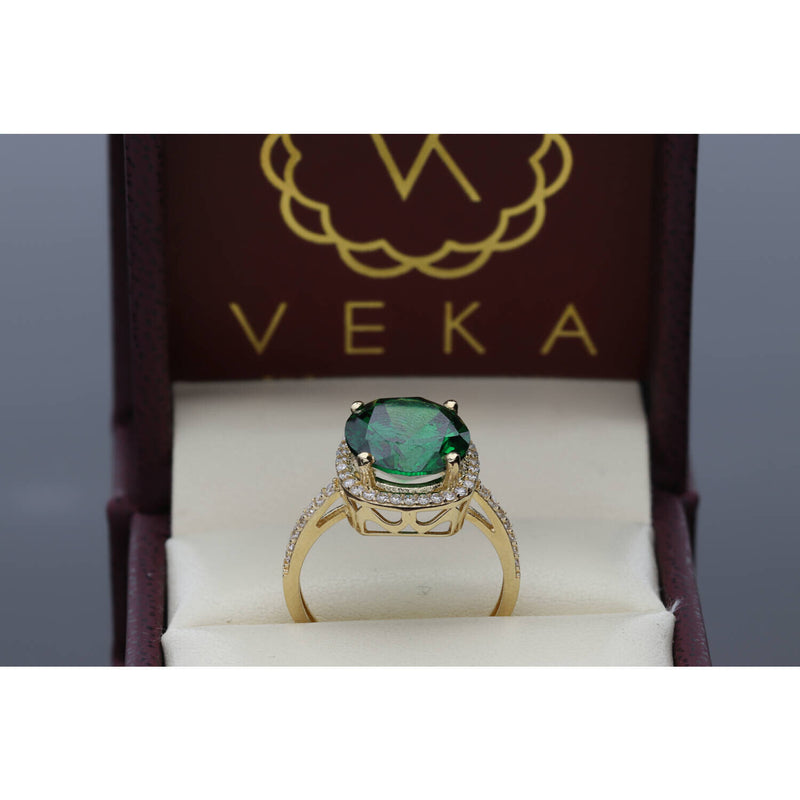 14 Karat Gold Green  Gem Ring