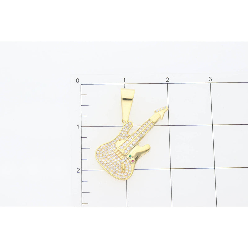 10 Karat Gold Cz Guitar Charm