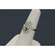 10K Gold & Cz Hamsa Blue Eye Ring