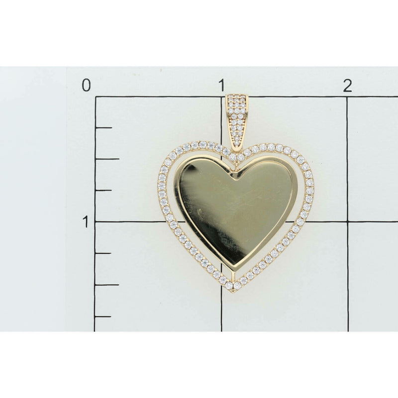 10K Gold  Heart -  Front & Back Photo Charm W:5.9