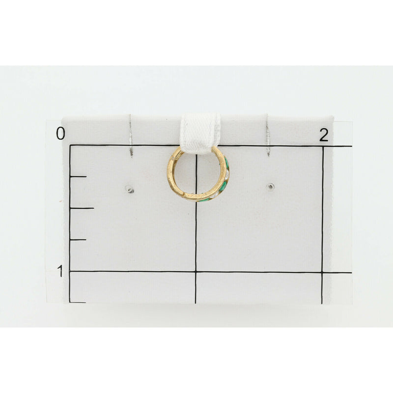 14K Gold & Green Cz Hoop Earring