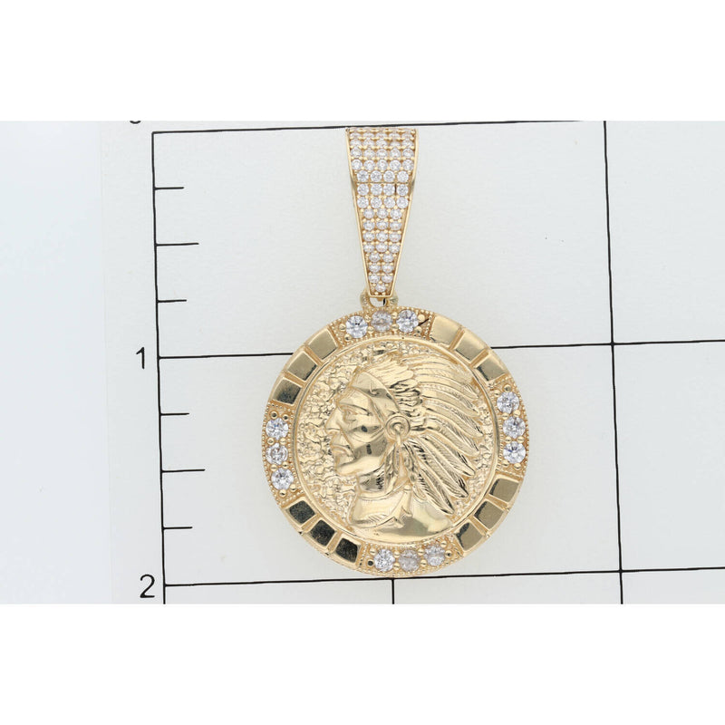 10 Karat Gold Cz Indian Medal