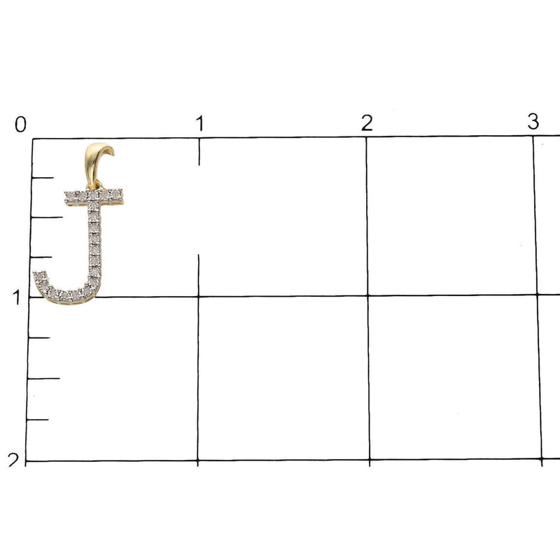 10K Gold Diamond Initial "J" Pendant