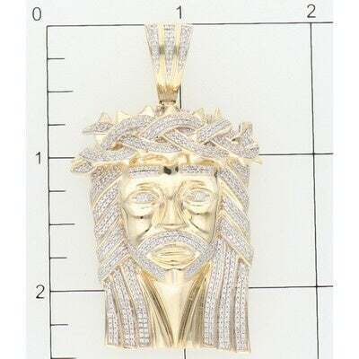 10 Karat Gold Natural Diamond Jesus Face Charm