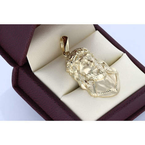 14 Karat Gold Mate Jesus Face Charm W:7.2