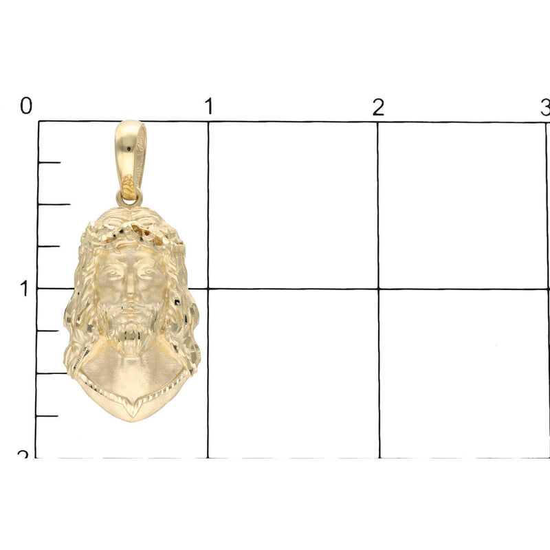 14 Karat Gold Mate Jesus Face Charm W:7.2