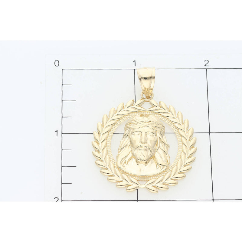 14 Karat Gold Laurel Leaf Wreath Jesus Face Medal