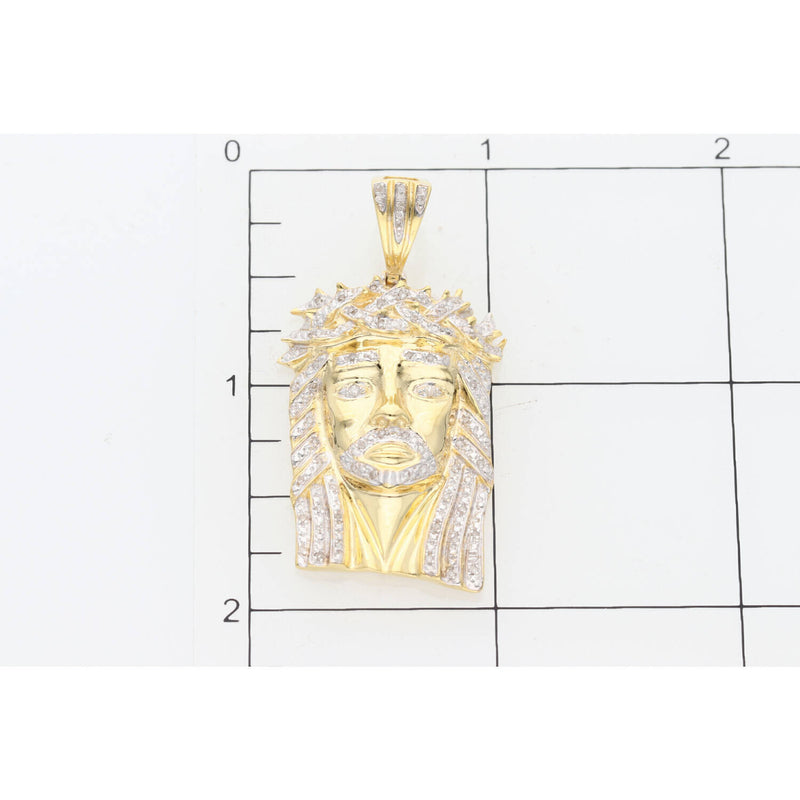 10K Gold & 0.25 ctw Diamond Jesus Pendant W:11