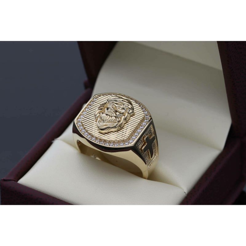 14 Karat Gold  Jesus Face Ring