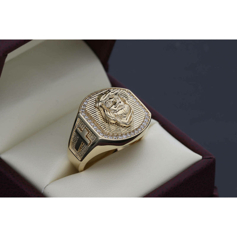 14 Karat Gold  Jesus Face Ring