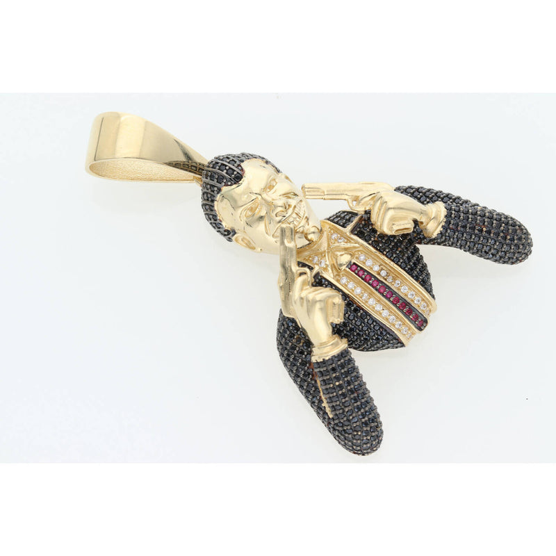 14 Karat Gold Cz Guy With two Pistol Charm