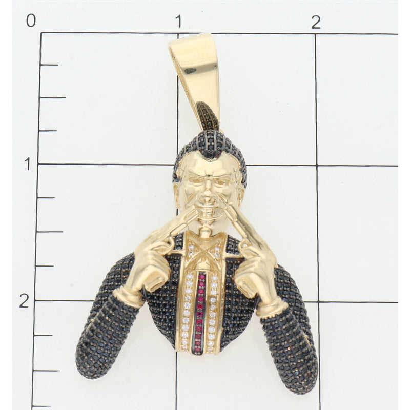 14 Karat Gold Cz Guy With two Pistol Charm