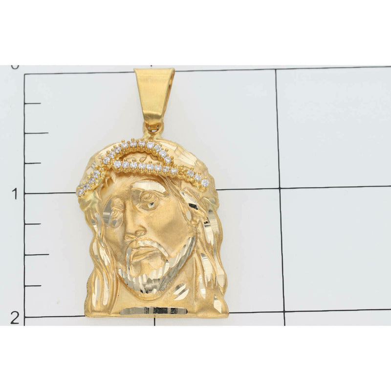 10 Karat Solid Gold & Cz Jesus Face Charm