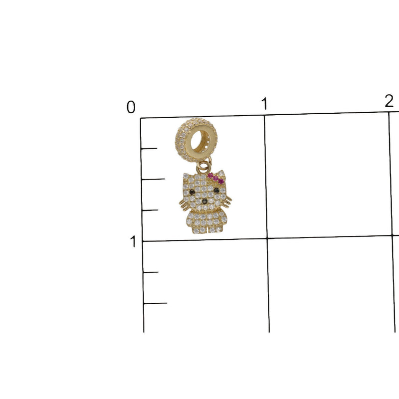 10K Gold & CZ Hello Kitty Charm W: 1.7