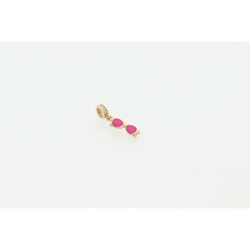 10K Gold Cz Pink Sunglasess Mini Charm W.6