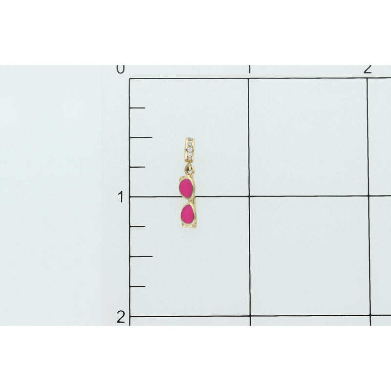 10K Gold Cz Pink Sunglasess Mini Charm W.6