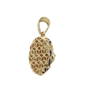 10K Gold & Black Cz Lion Face Charm W: 12.8