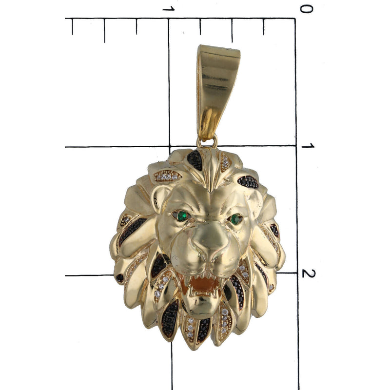 10K Gold & Black Lion Face Charm 