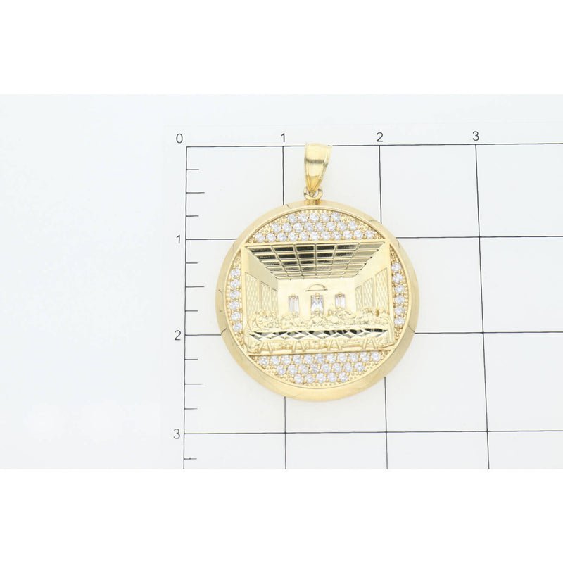 10 K G & Cz Round "Last Supper" Charm W: 15.4