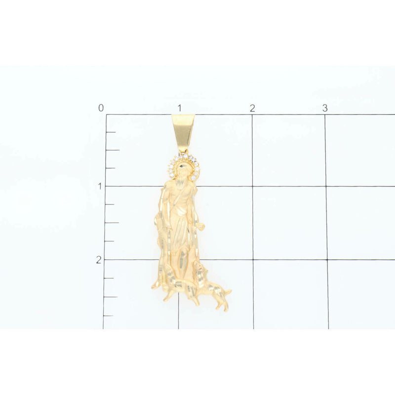 10 Karat Solid Gold & Cz San Lazaro Charm