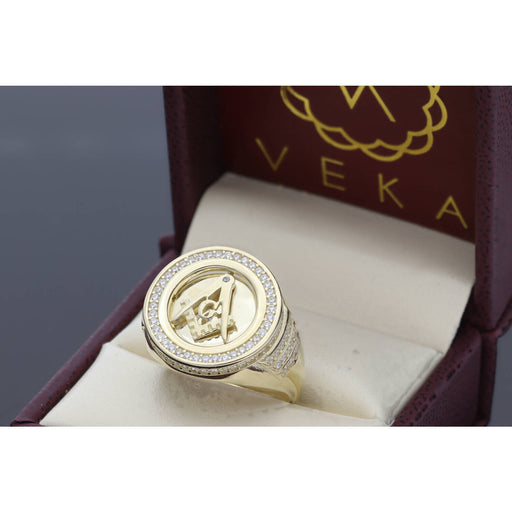 10 Karat Gold Cubic Zirconia Masonic Ring
