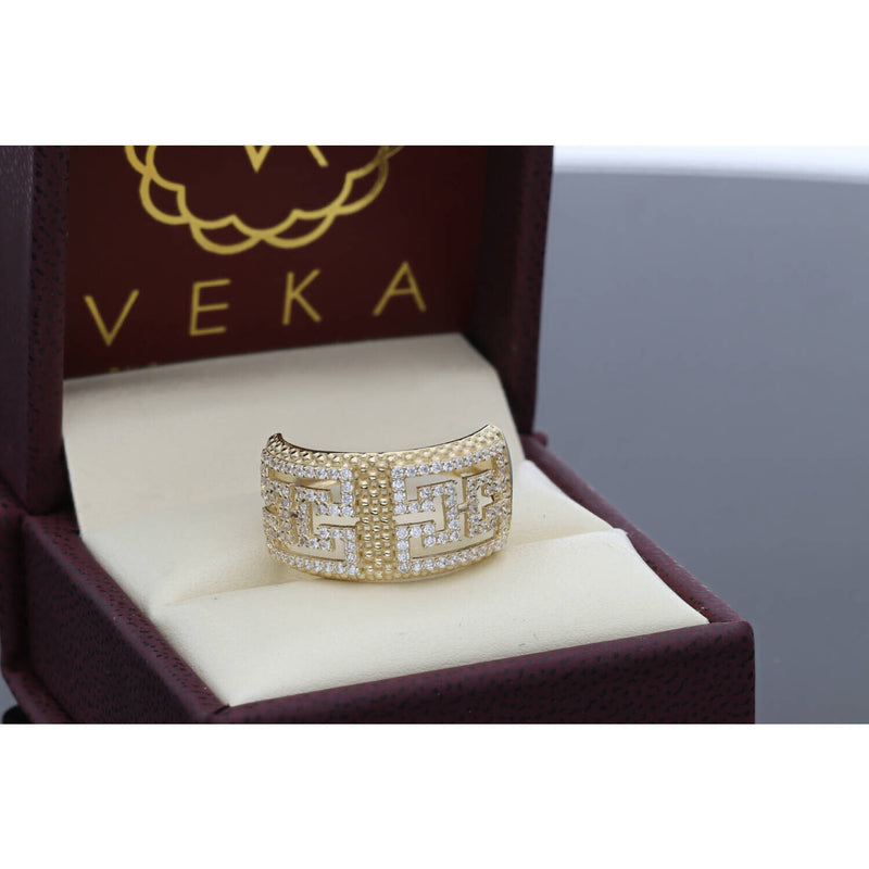 Gold & CZ Maze pop Corn Band  10 Karat 