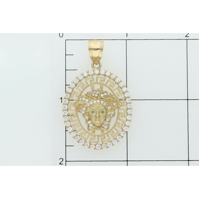 10 Karat Gold & Cz Medusa Medal Oval Charm