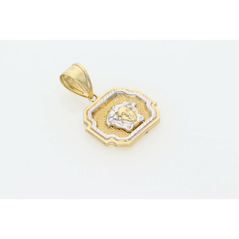 10 Karat Gold Two Tone Medusa Medal W: 3.7