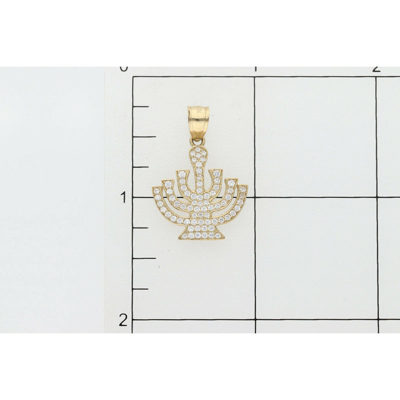 10 karat Gold & Cz Menorah Charm W:2.5